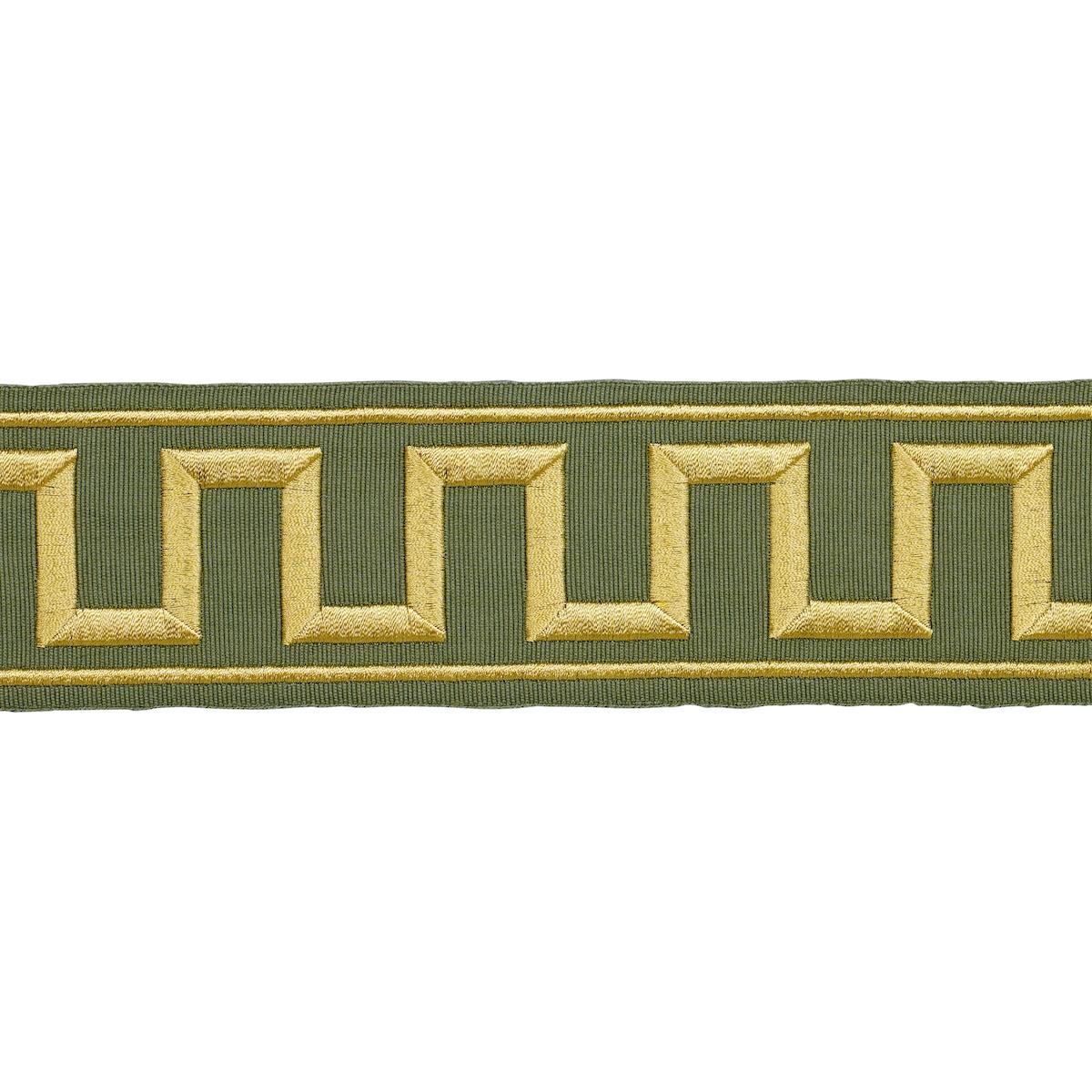 Schumacher Olive Greek Key Embroidered Tape