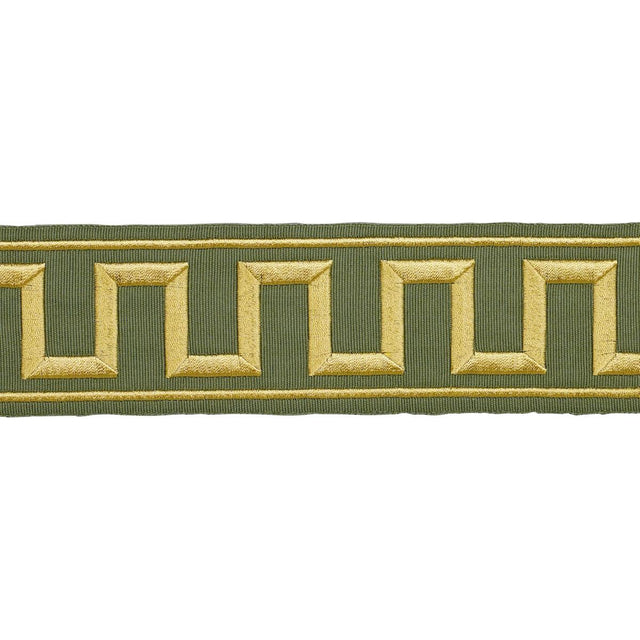 Schumacher Olive Greek Key Embroidered Tape