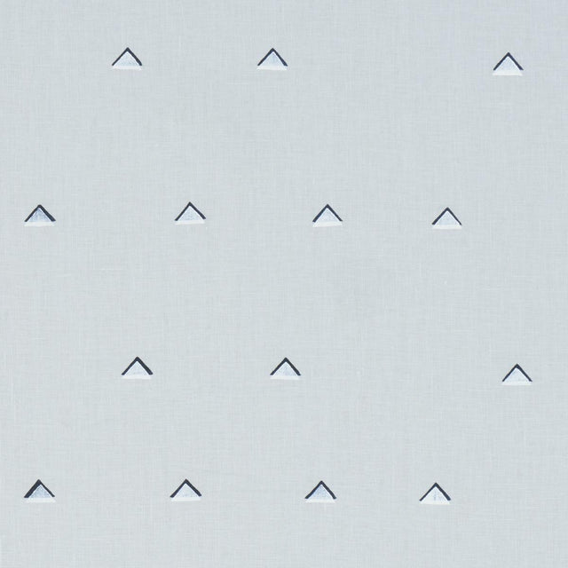 Schumacher Overlapping Triangles Navy And White On Sky Fabric