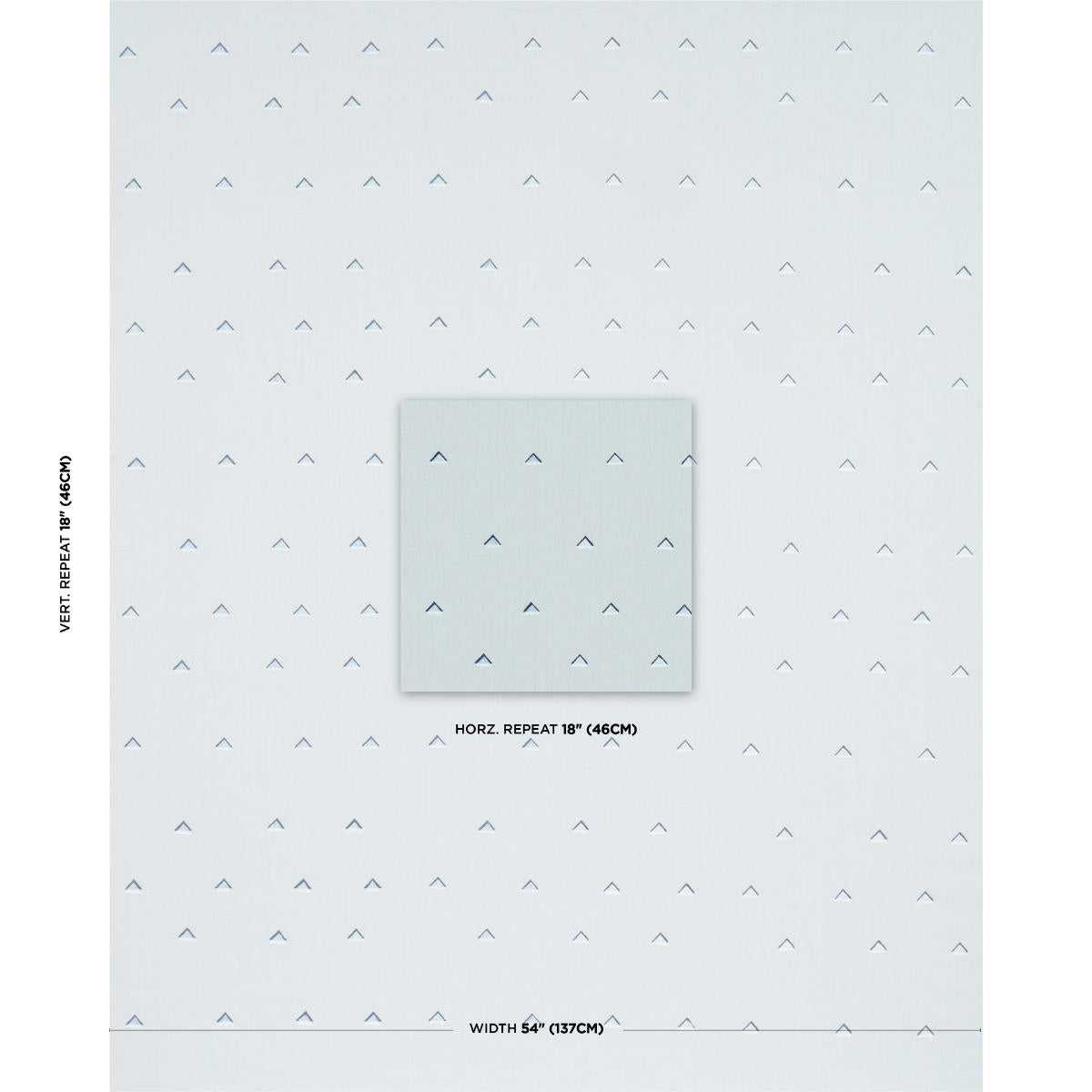 Schumacher Overlapping Triangles Navy And White On Sky Fabric