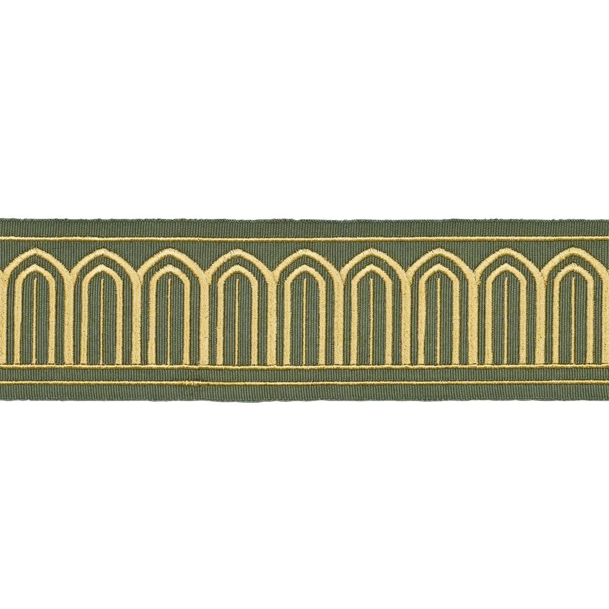 Schumacher Olive Arches Embroidered Tape Medium