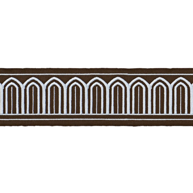 Schumacher Sky On Brown Arches Embroidered Tape Medium