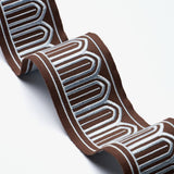 Schumacher Sky On Brown Arches Embroidered Tape Medium