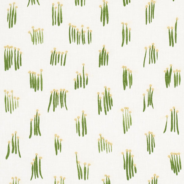 Schumacher Meadow Button Hand Embroidery Yellow Fabric