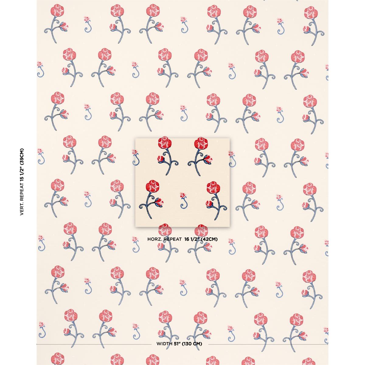 Schumacher Backdrop X Schumacher Rhinestone Cowboy Embroidery Poppy Fabric