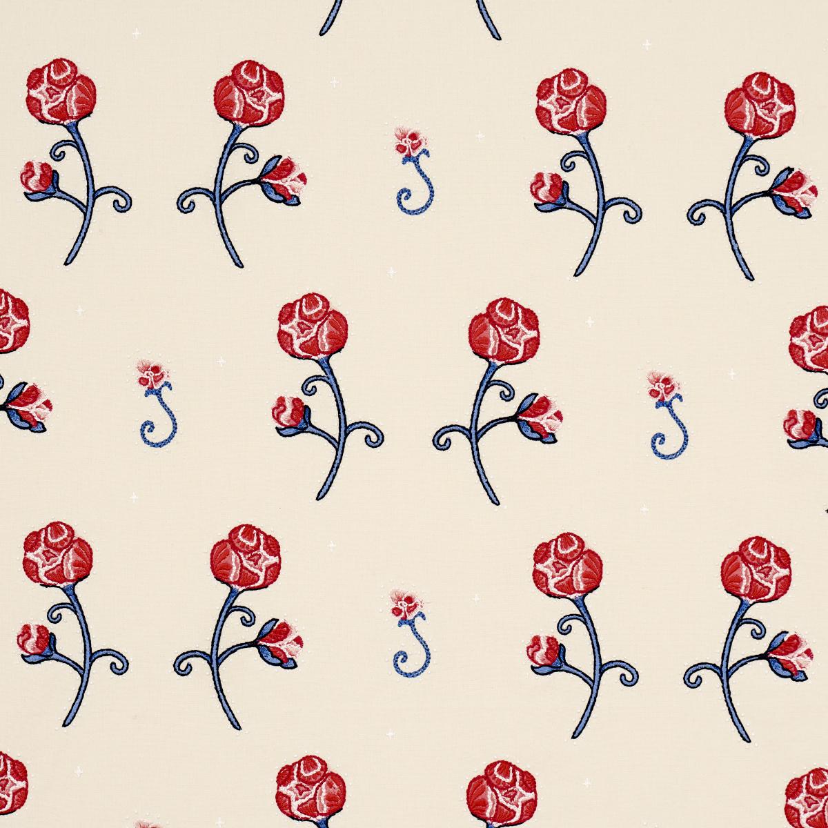 Schumacher Backdrop X Schumacher Rhinestone Cowboy Embroidery Poppy Fabric
