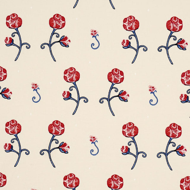 Schumacher Backdrop X Schumacher Rhinestone Cowboy Embroidery Poppy Fabric