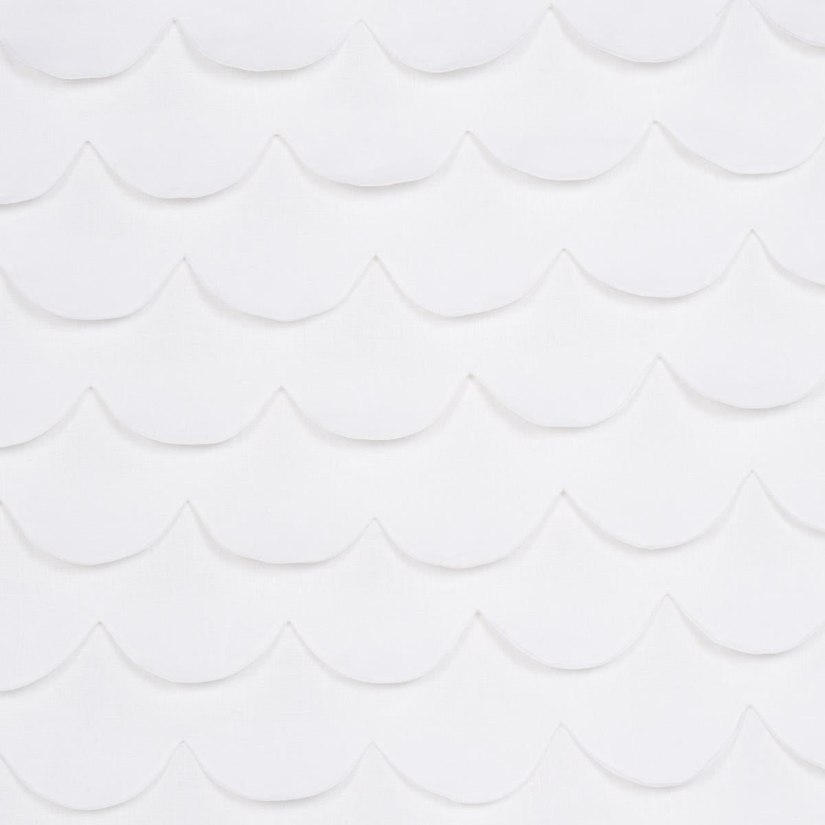 Schumacher Prep School Hand Pieced Scallop White Fabric