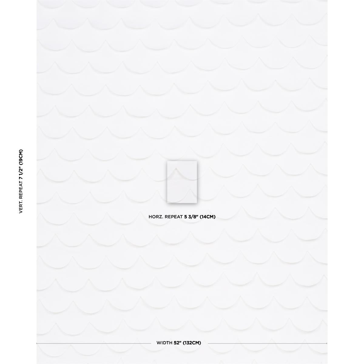 Schumacher Prep School Hand Pieced Scallop White Fabric