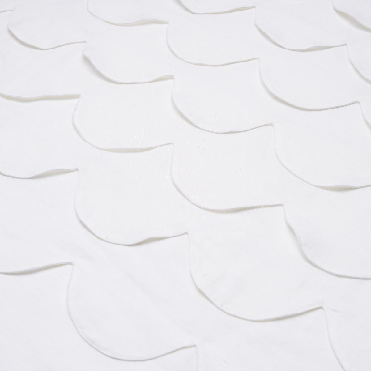 Schumacher Prep School Hand Pieced Scallop White Fabric