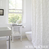 Schumacher Prep School Hand Pieced Scallop White Fabric