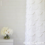 Schumacher Prep School Hand Pieced Scallop White Fabric