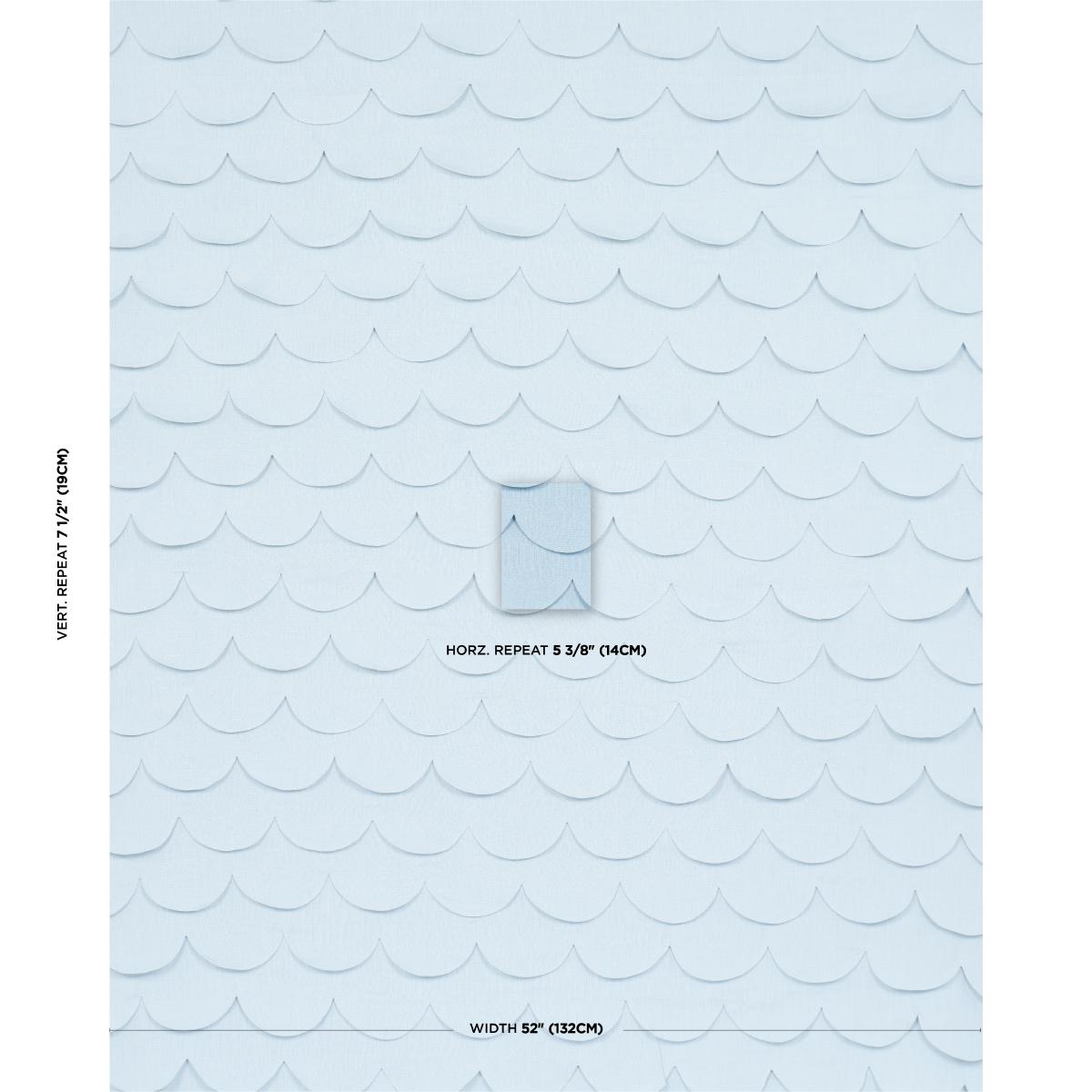 Schumacher Prep School Hand Pieced Scallop Blue Fabric