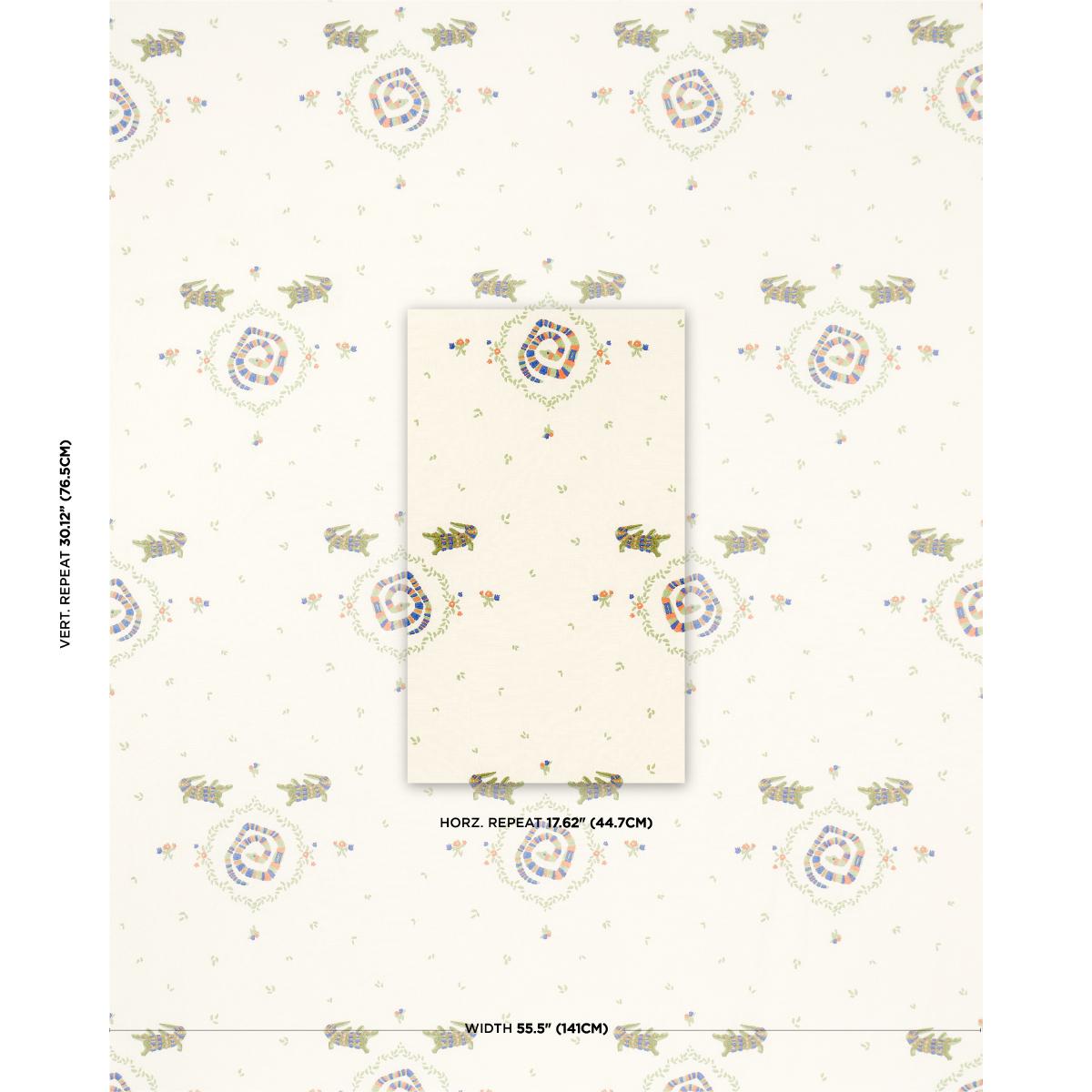 Schumacher Backdrop X Schumacher Reptilia Embroidery Bright Multi On Ivory Fabric
