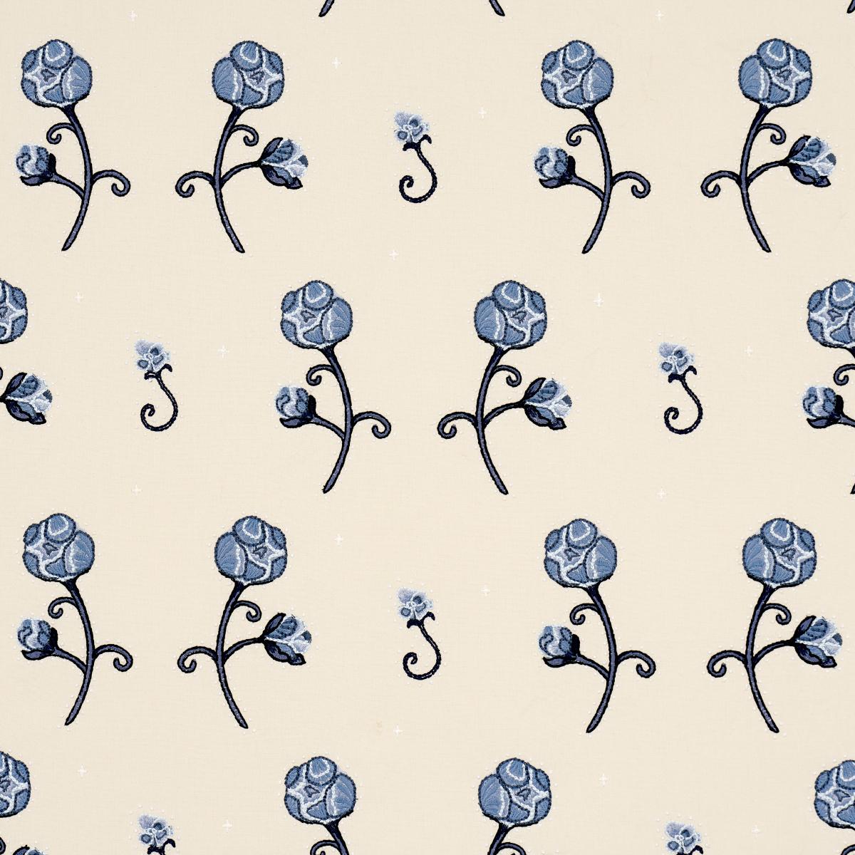 Schumacher Backdrop X Schumacher Rhinestone Cowboy Embroidery Navy Fabric