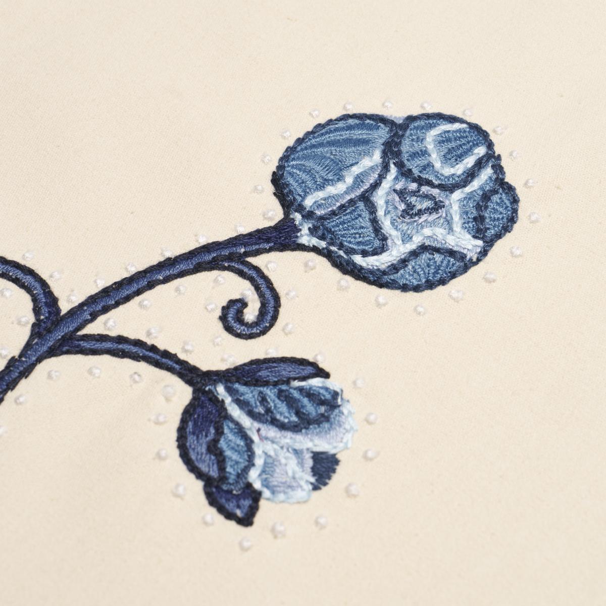 Schumacher Backdrop X Schumacher Rhinestone Cowboy Embroidery Navy Fabric