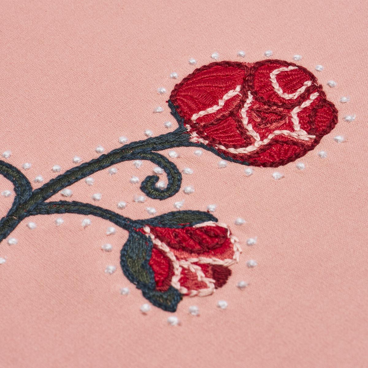 Schumacher Backdrop X Schumacher Rhinestone Cowboy Embroidery Pink Fabric