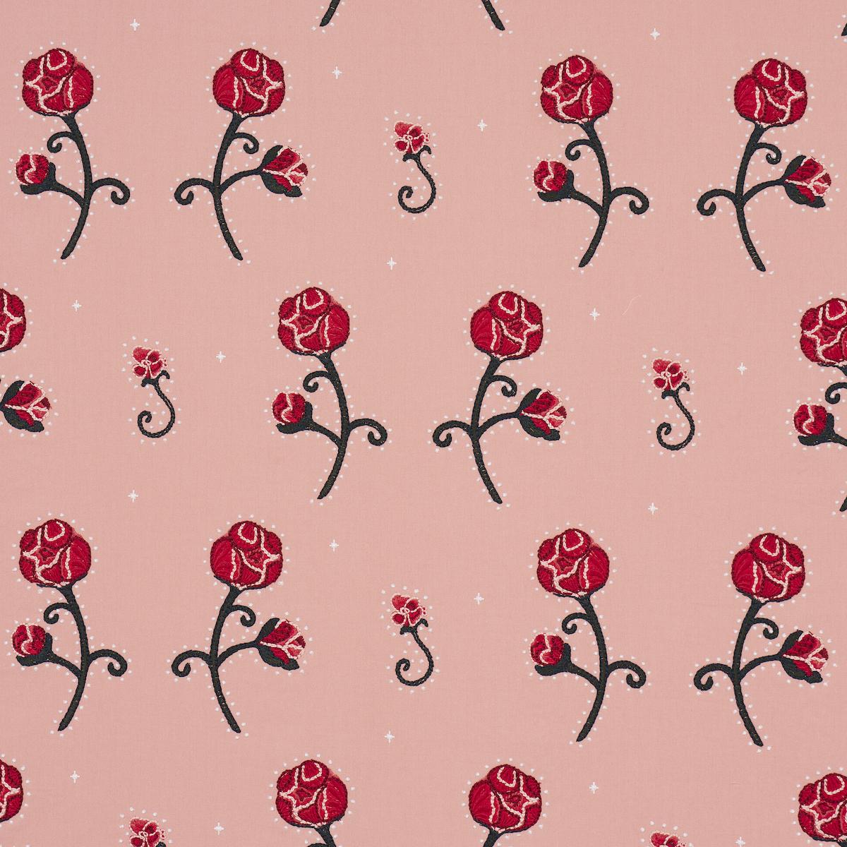 Schumacher Backdrop X Schumacher Rhinestone Cowboy Embroidery Pink Fabric