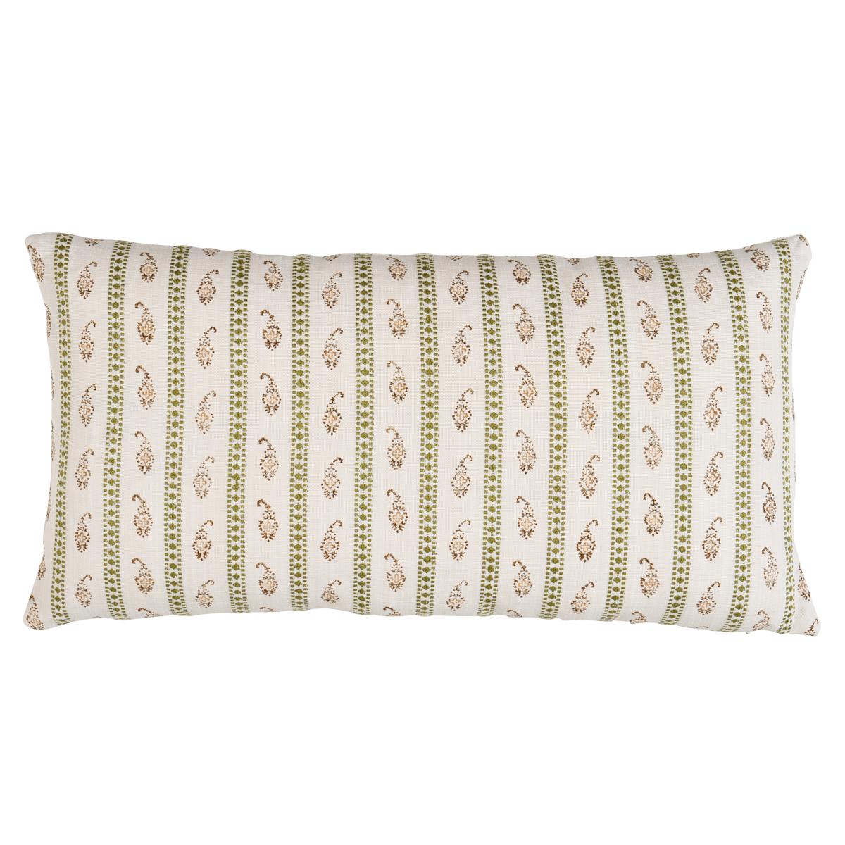 Schumacher Green 24" x 12" Eddie Hand Block Print Pillow