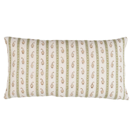 Schumacher Green 24" x 12" Eddie Hand Block Print Pillow