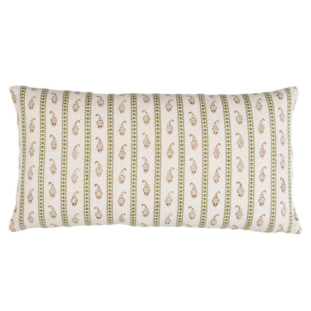 Schumacher Green 24" x 12" Eddie Hand Block Print Pillow