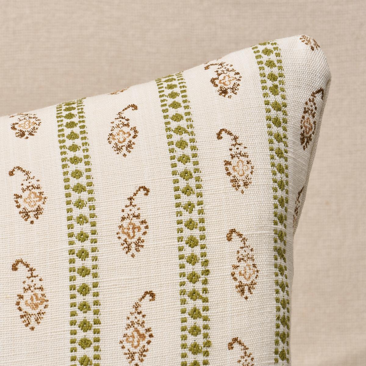 Schumacher Green 24" x 12" Eddie Hand Block Print Pillow