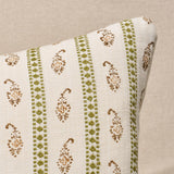 Schumacher Green 24" x 12" Eddie Hand Block Print Pillow