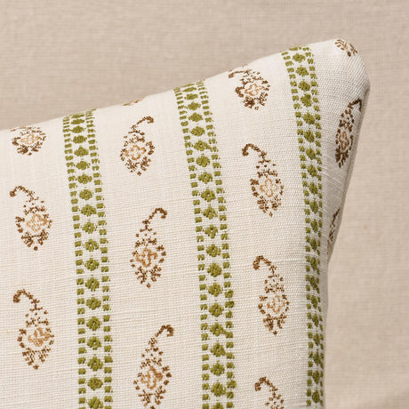 Schumacher Green 24" x 12" Eddie Hand Block Print Pillow