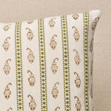 Schumacher Eddie Hand Block Print Green 18" x 18" Pillow