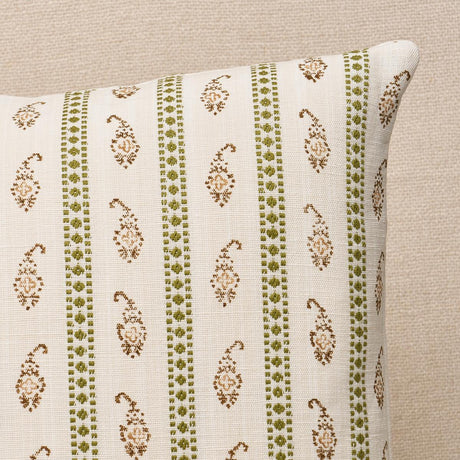 Schumacher Eddie Hand Block Print Green 18" x 18" Pillow