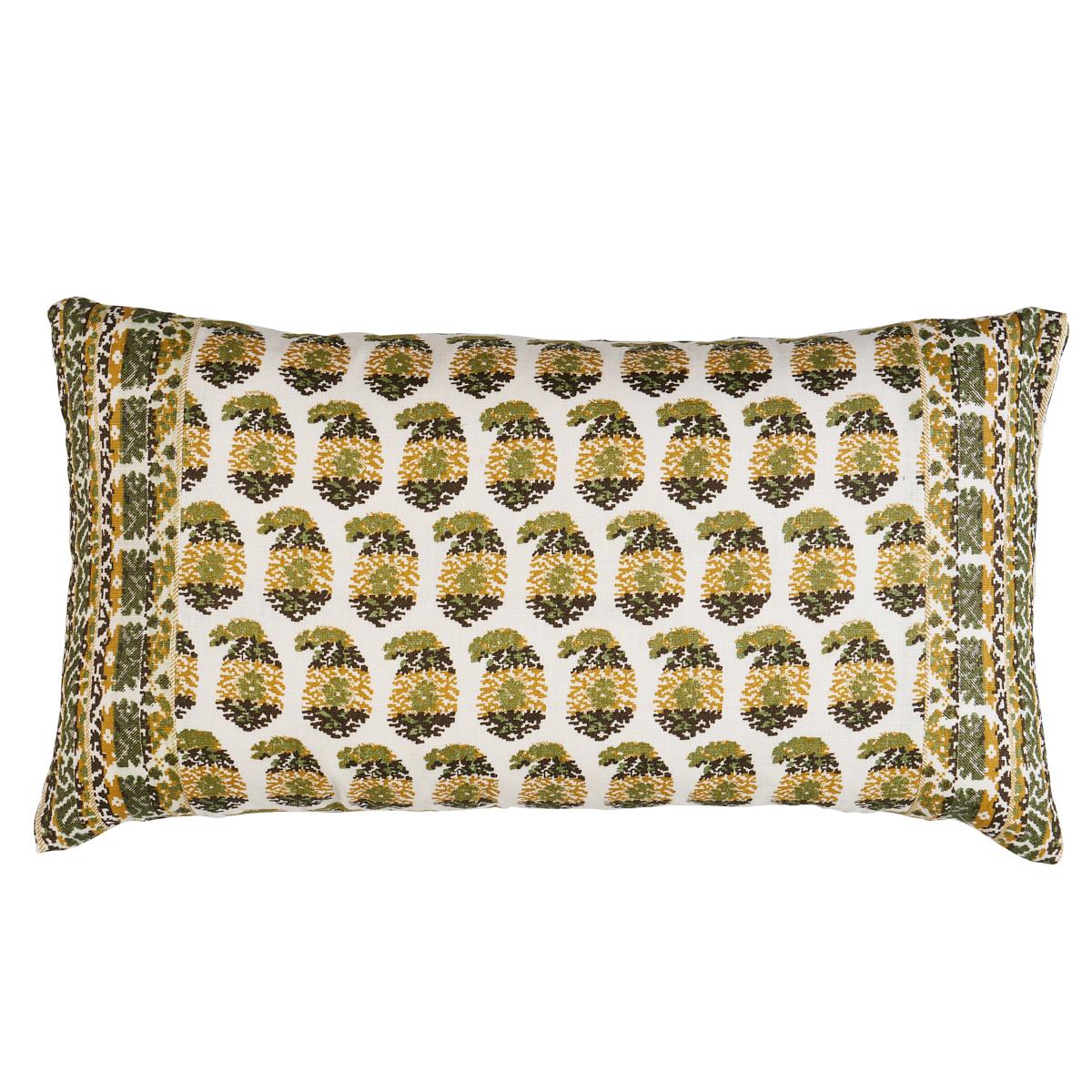 Schumacher Ochre & Green 24" x 12" Terry Pillow