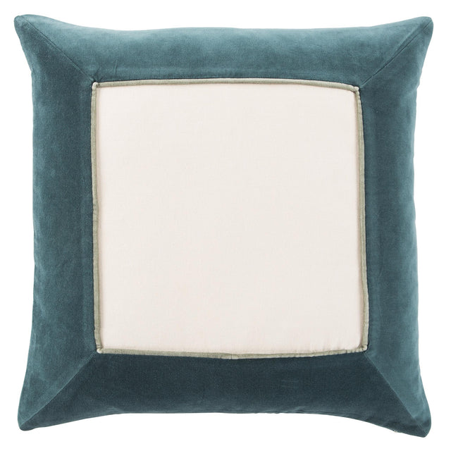 Jaipur Living Emerson Hendrix Border Teal / Cream 22" x 22" Pillow