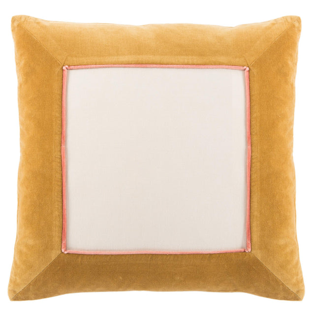 Jaipur Living Emerson Hendrix Border Gold / Cream 22" x 22" Pillow
