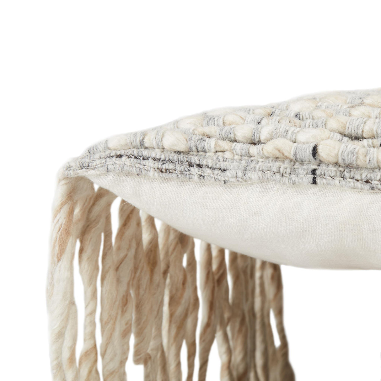 Jaipur Living Angora Cilo Textured Cream / Light Gray 16" x 24" Pillow