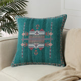 Jaipur Living Puebla Zaida Tribal Teal / Terracotta 24" x 24" Pillow