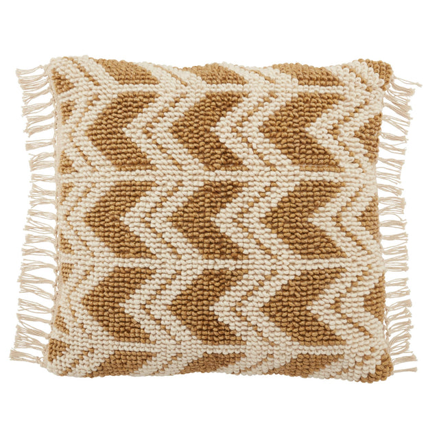 Jaipur Living Bayu Takeo Chevron Gold / Ivory 22" x 22" Pillow