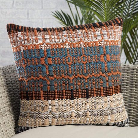 Jaipur Living Nazka Zyan Trellis Orange / Blue 22" x 22" Pillow