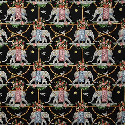 Pindler ELEPHANT PARADE NOIR Fabric