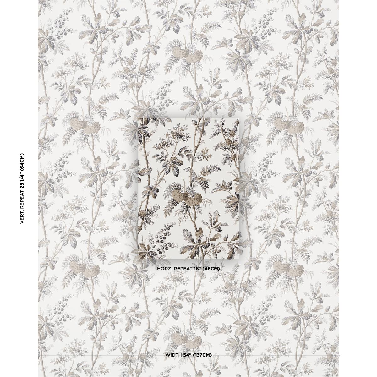 Schumacher Brantwood Vine Graphite Wallpaper