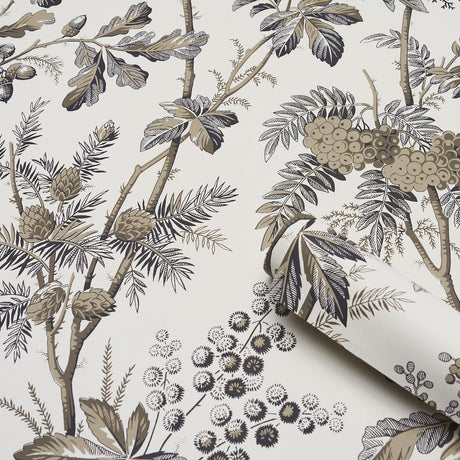 Schumacher Brantwood Vine Graphite Wallpaper