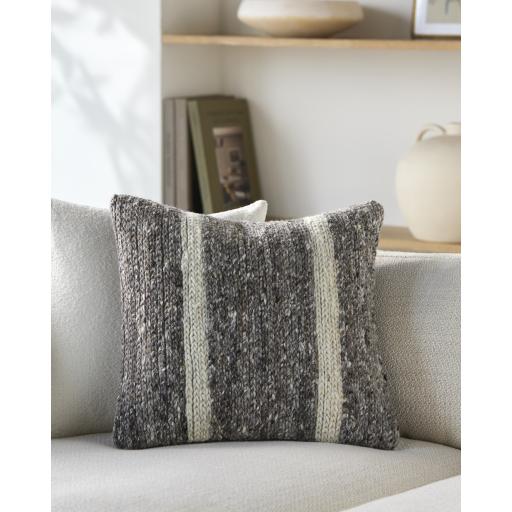 Surya Derby DRB-004 Brown Cream 22"H x 22"W Pillow Kit