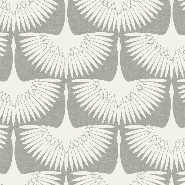 Tempaper Cranes by Genevieve Gorder Light Grey Peel and Stick Wallpaper, 56 sq. ft.