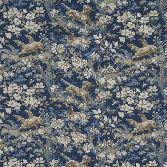 Schumacher Hound Meadow Indigo Fabric