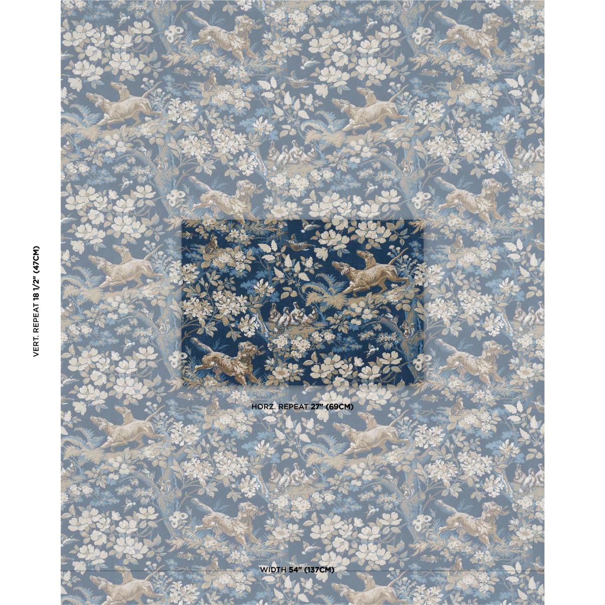 Schumacher Hound Meadow Indigo Fabric