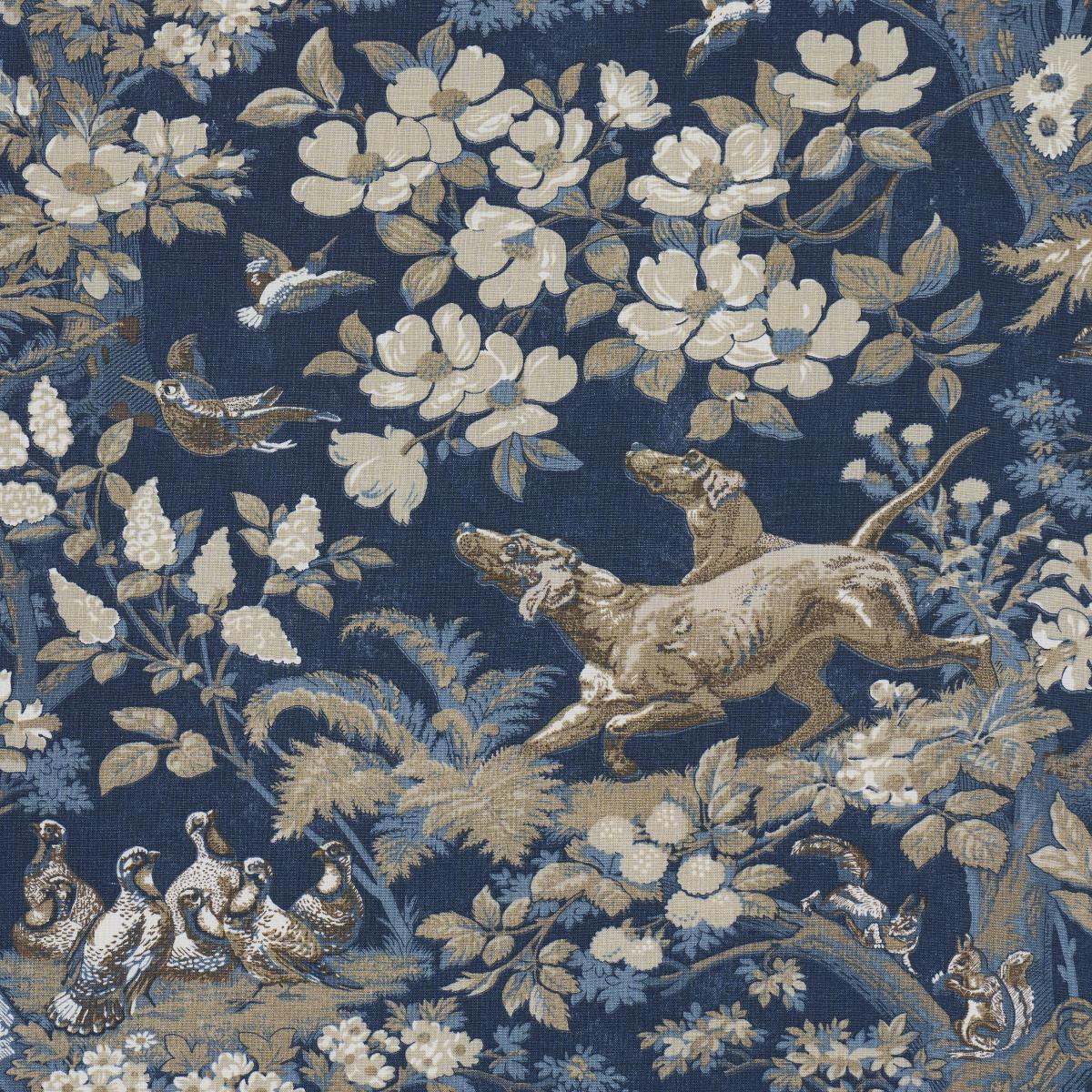 Schumacher Hound Meadow Indigo Fabric