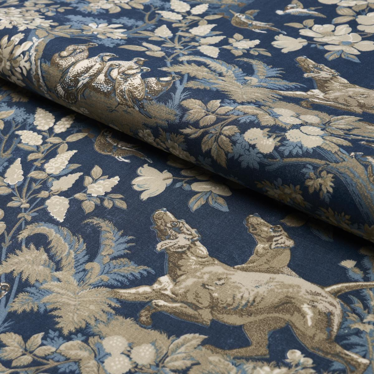 Schumacher Hound Meadow Indigo Fabric