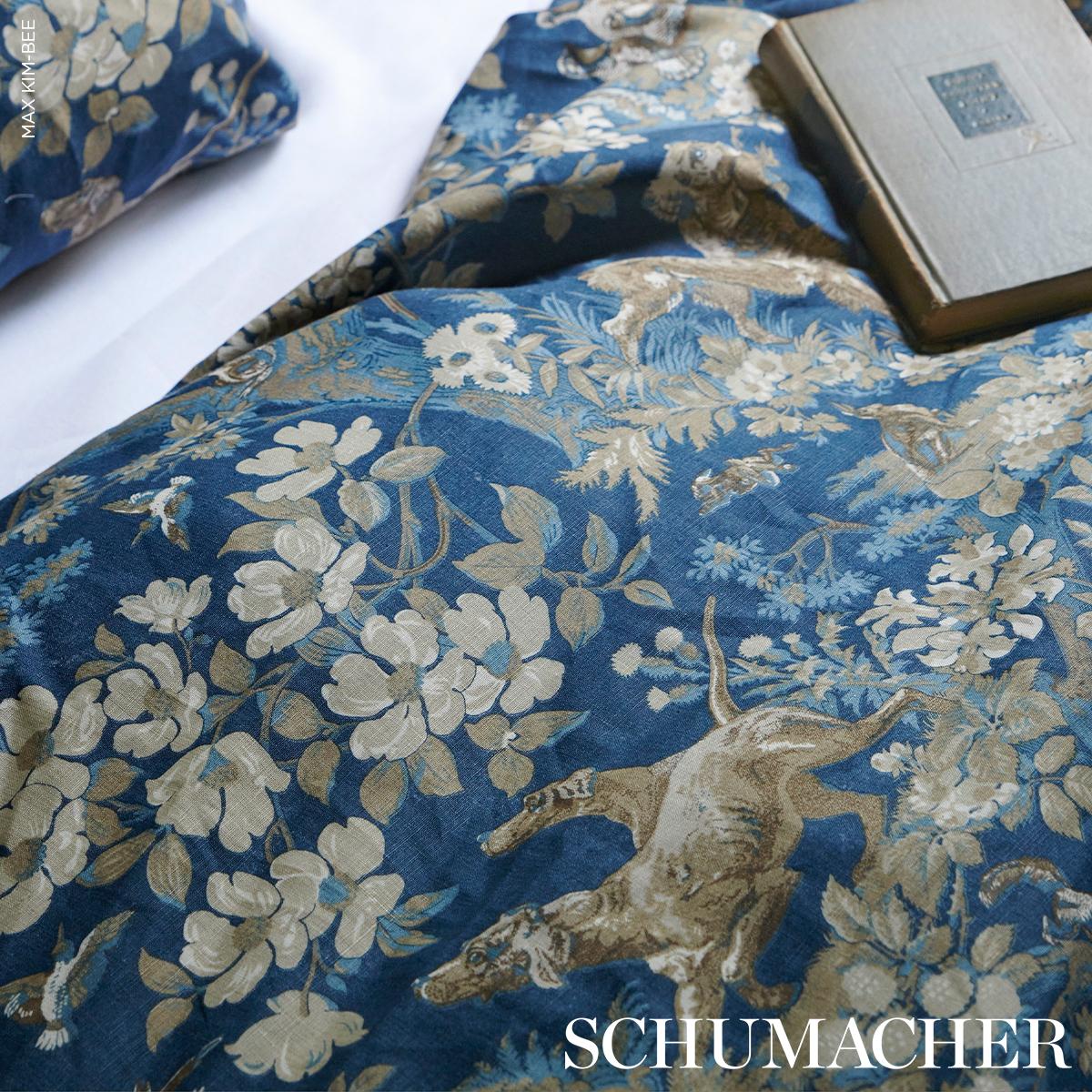 Schumacher Hound Meadow Indigo Fabric