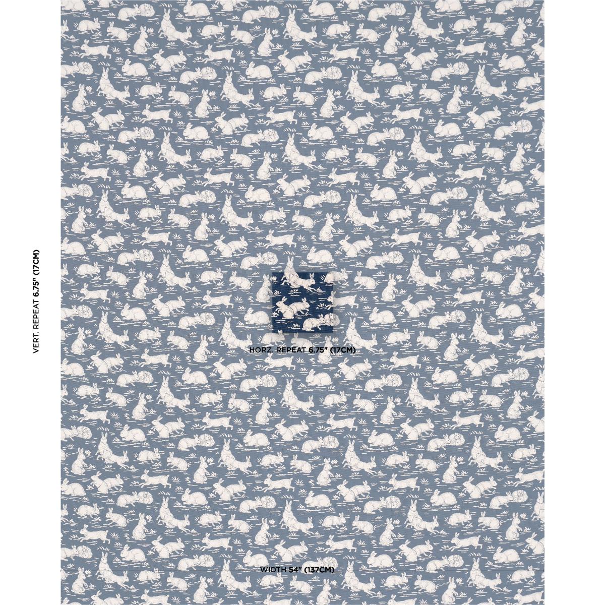 Schumacher Cottontails Indigo Fabric
