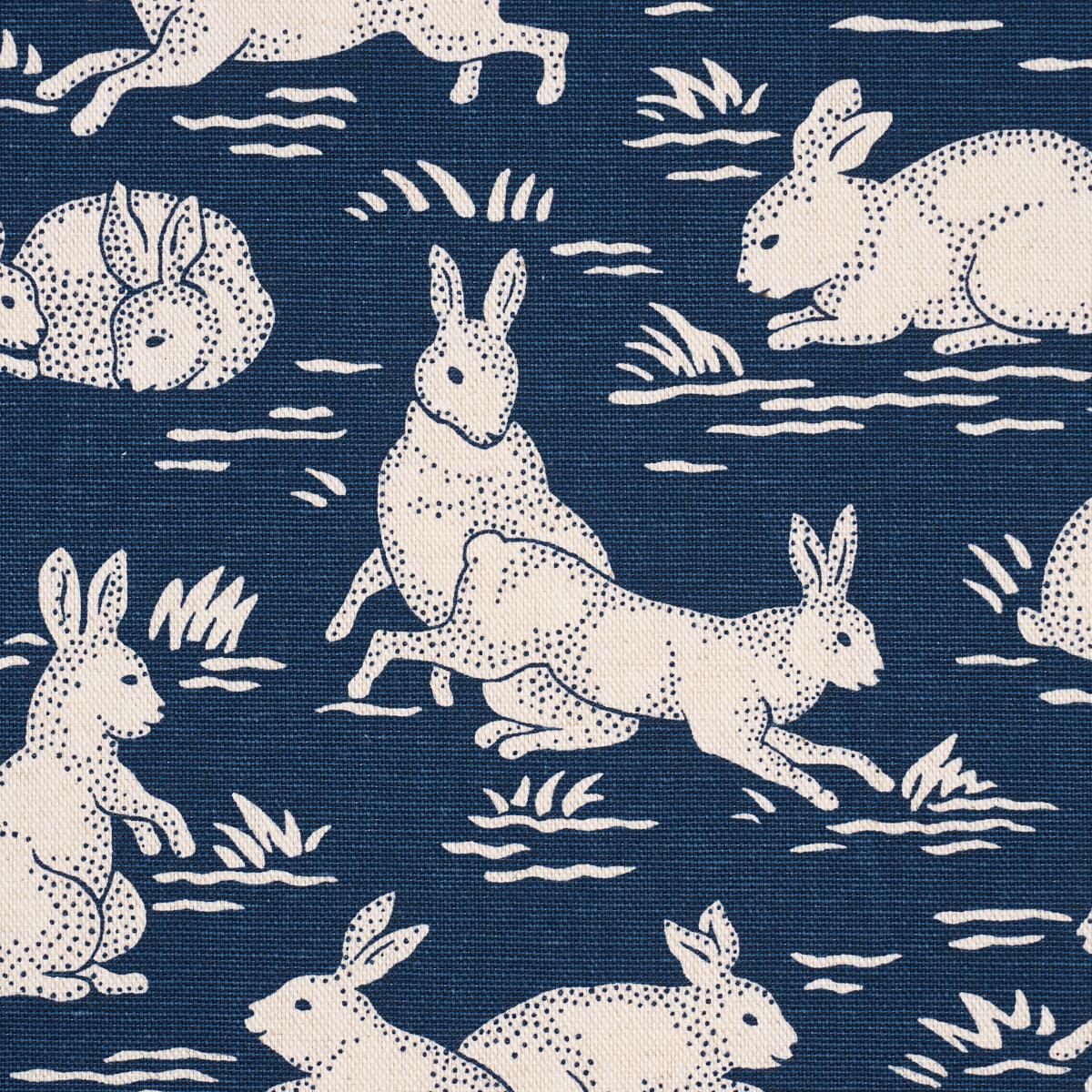 Schumacher Cottontails Indigo Fabric