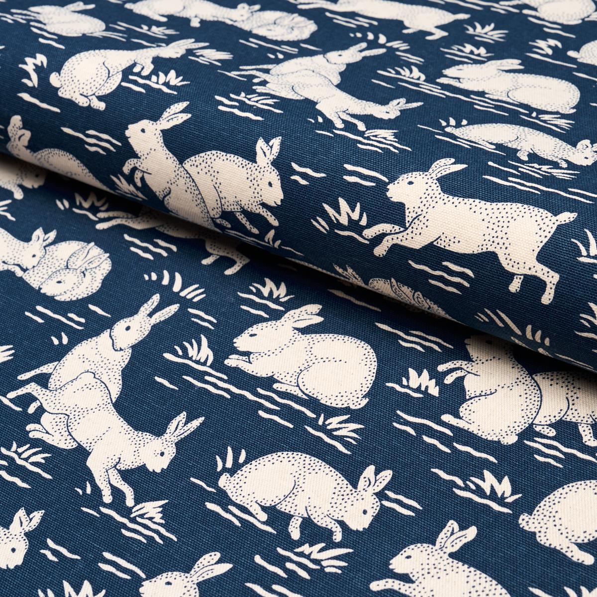 Schumacher Cottontails Indigo Fabric